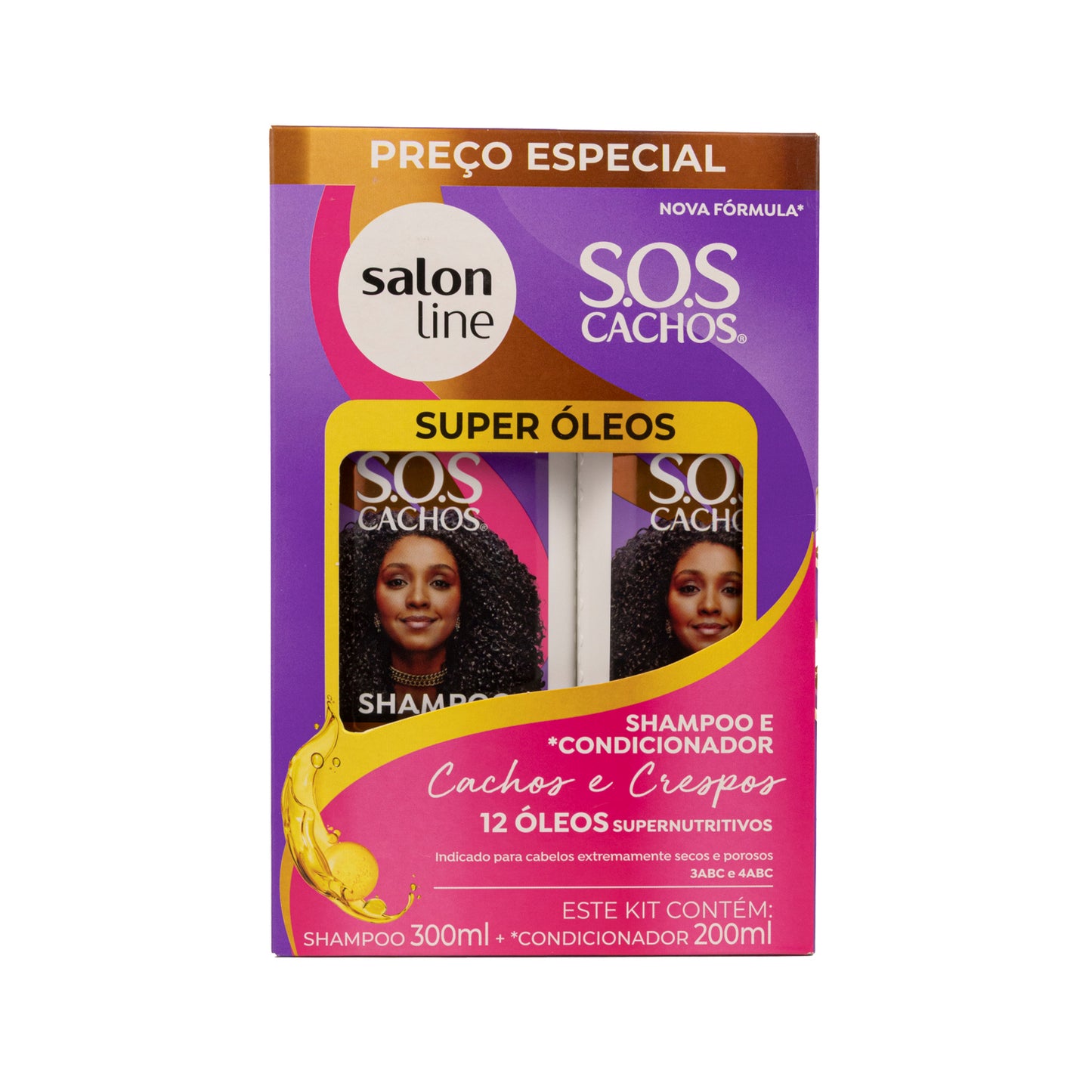 Kit Salon Line S.O.S Cachos Super Shampoo Condicionador para Cabelo Cacheado