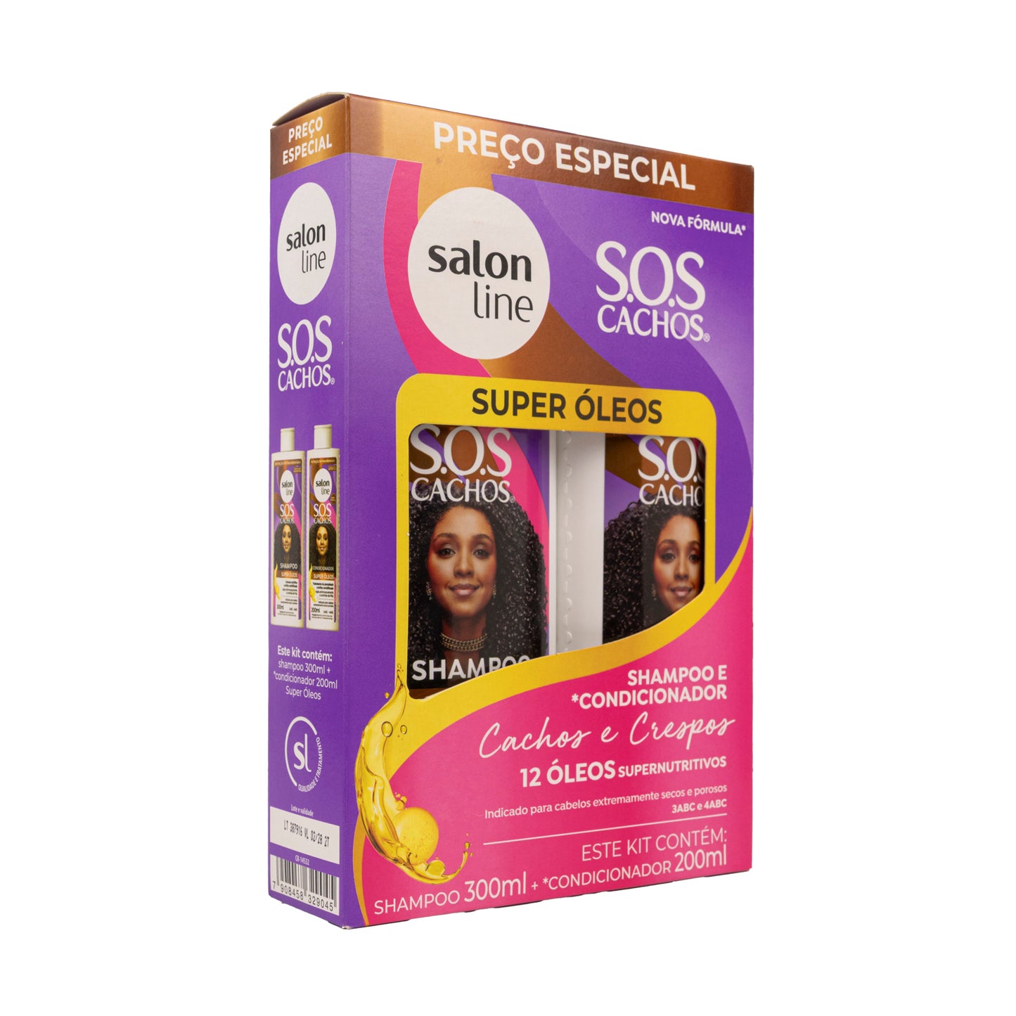 Kit Salon Line S.O.S Cachos Super Shampoo Condicionador para Cabelo Cacheado
