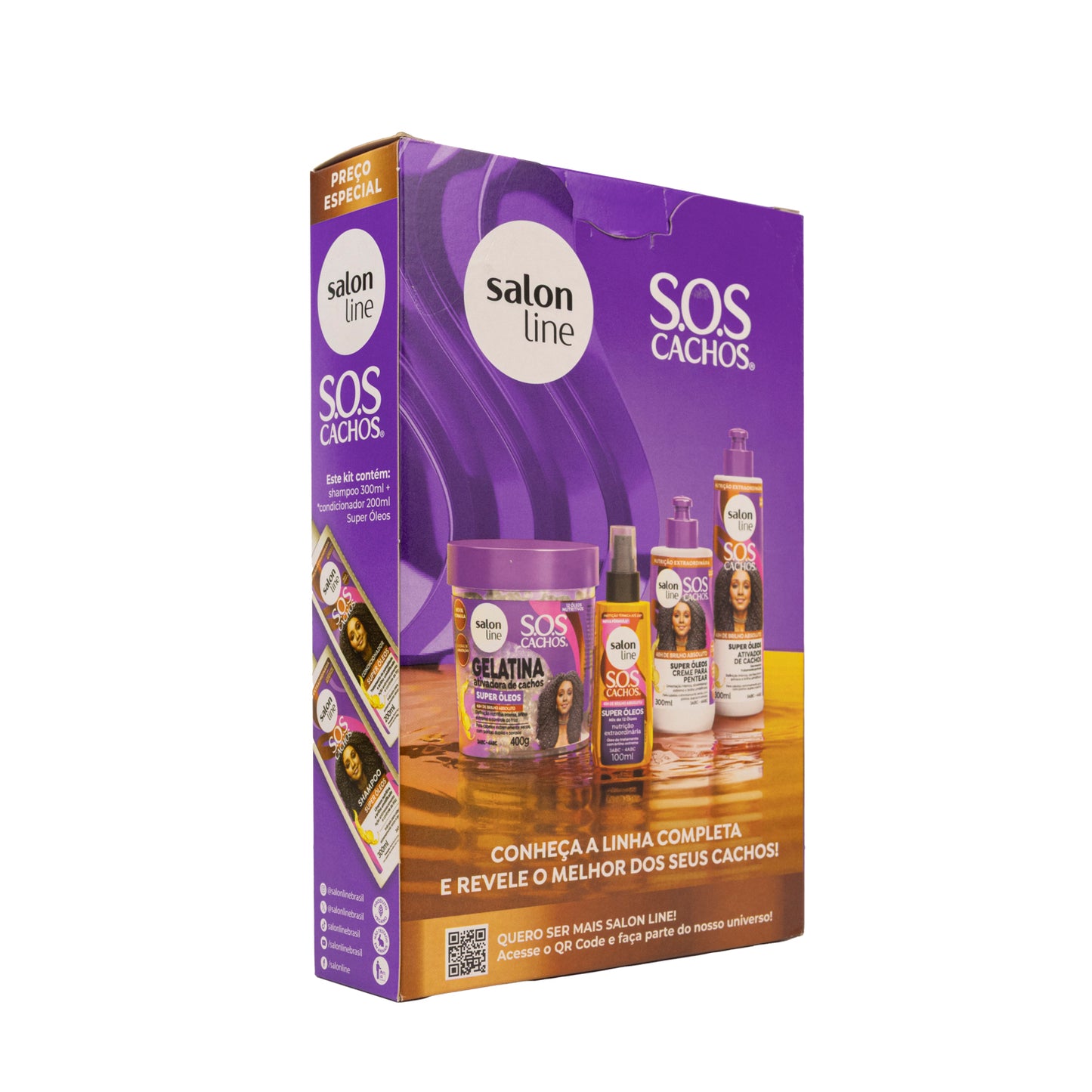 Kit Salon Line S.O.S Cachos Super Shampoo Condicionador para Cabelo Cacheado
