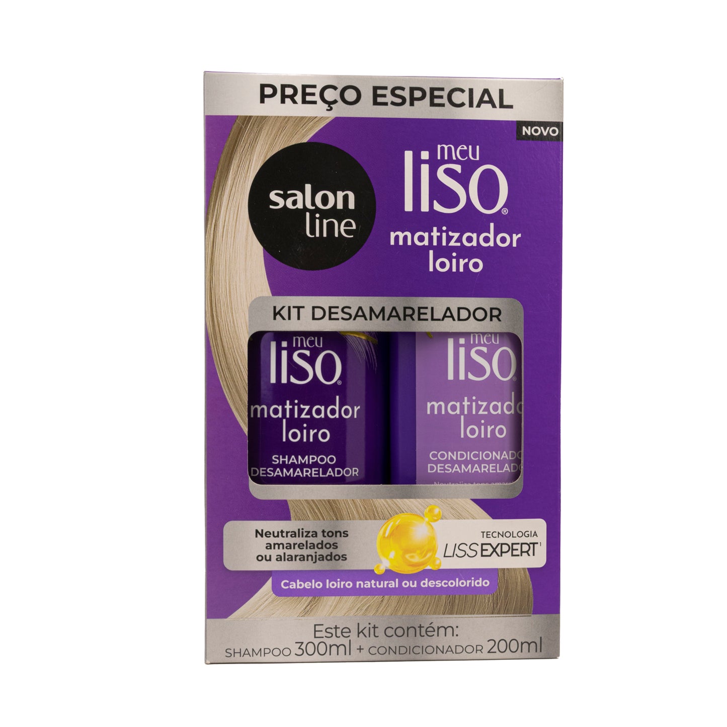 Kit Salon Line Meu Liso Desamarelador Shampoo e Condicionador