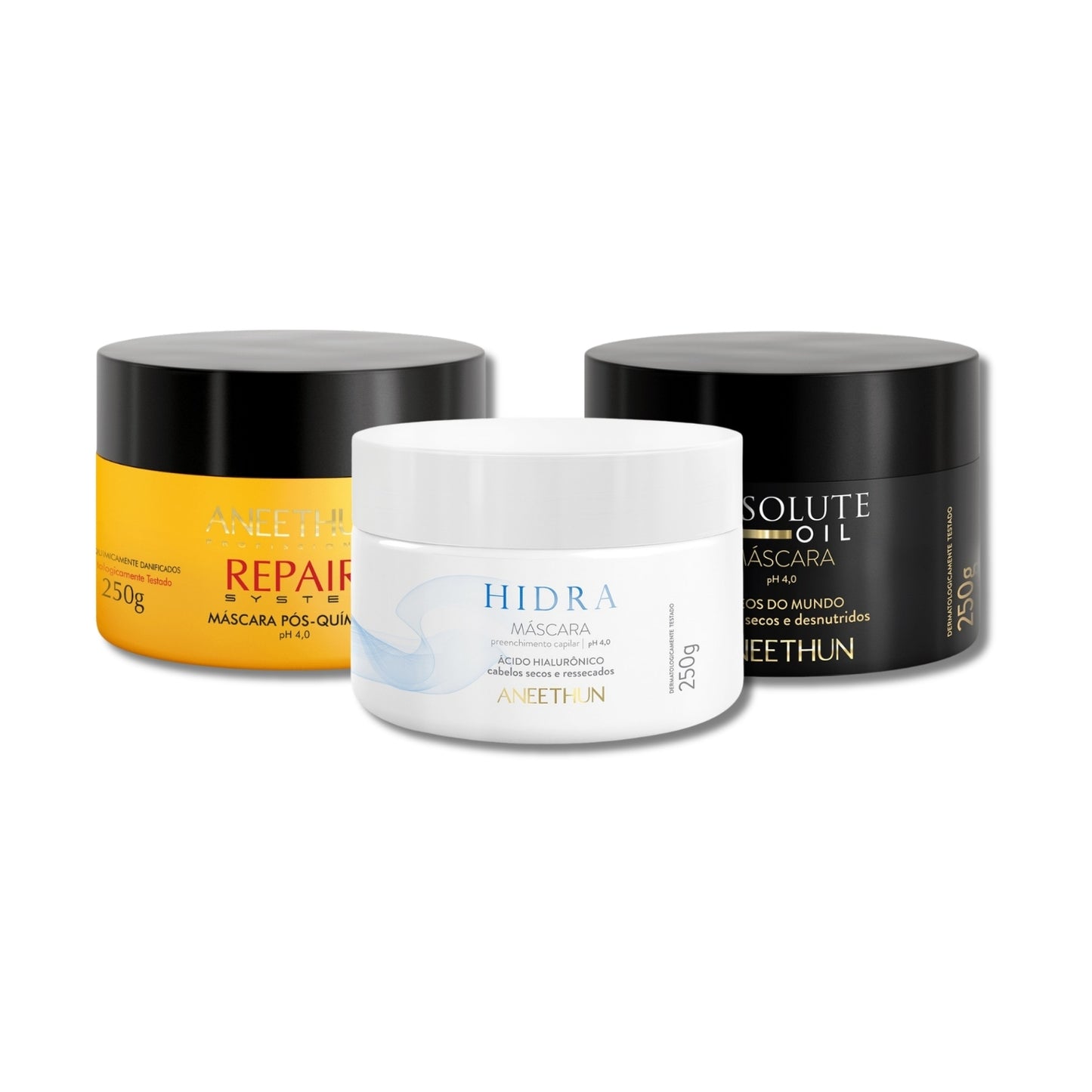 Kit Aneethun Cronograma Capilar Máscara de Hidratação Nutrição Reconstrução 3 x 250 g