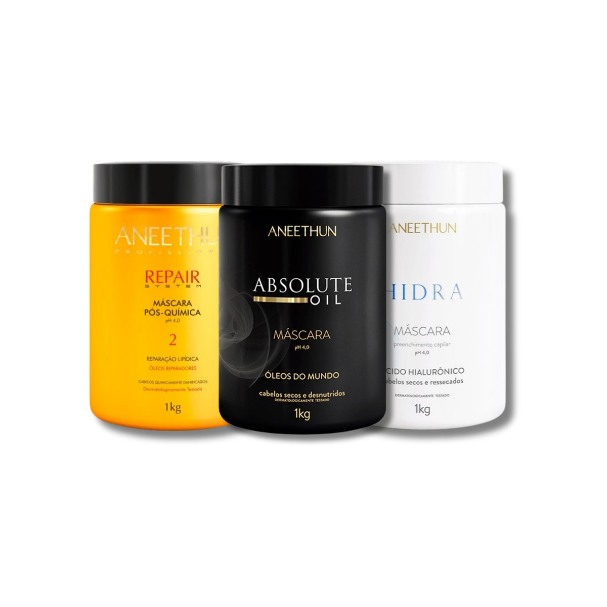 Kit Aneethun Cronograma Capilar Máscara de Hidratação Nutrição Reconstrução 3 x 1 Kg