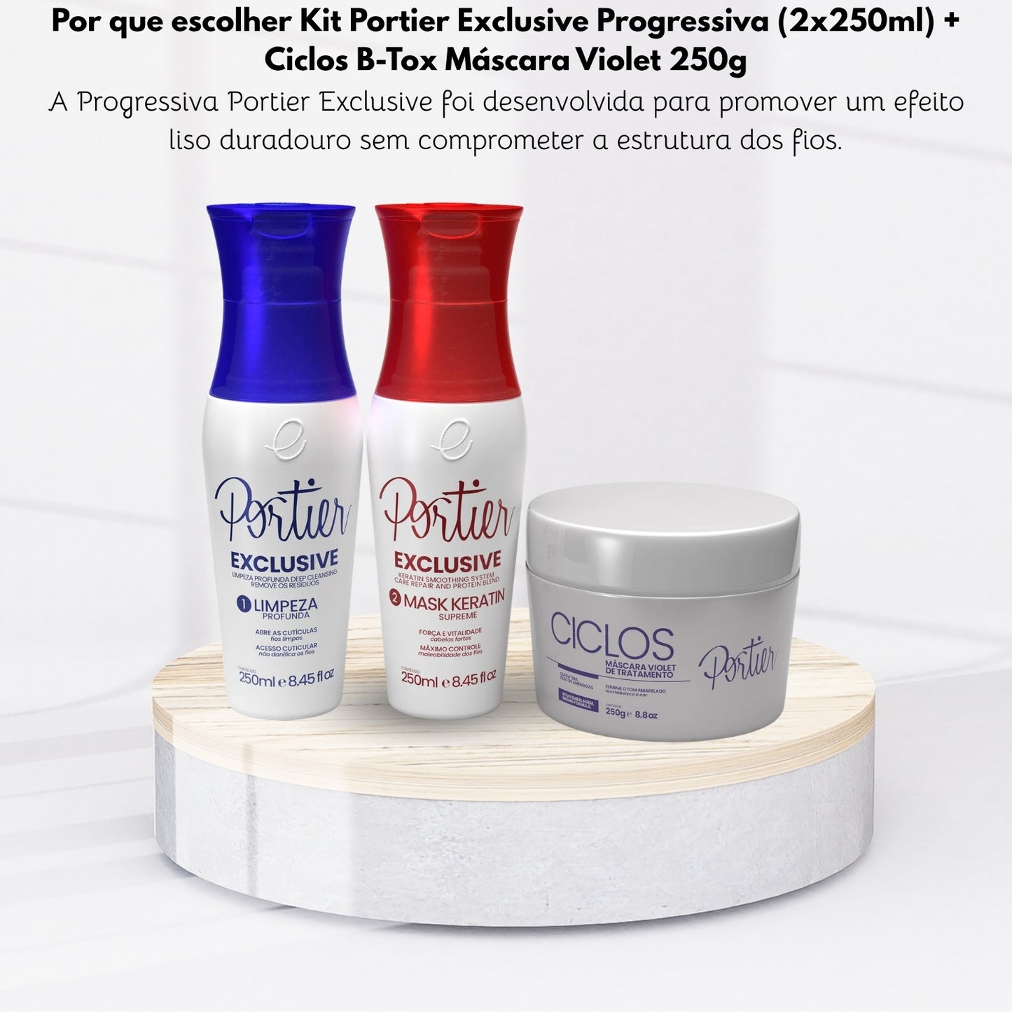 Kit Portier Exclusive Progressiva (2x250ml) + Ciclos B-Tox Máscara Violet 250g