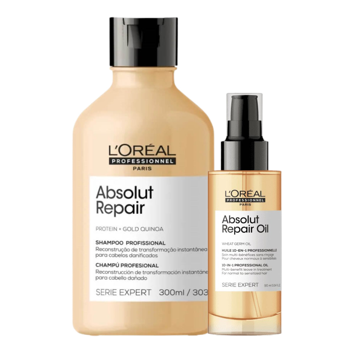 Kit Loreal Absolut Repair Shampoo 300 ml e Oleo Reparador 90 ml