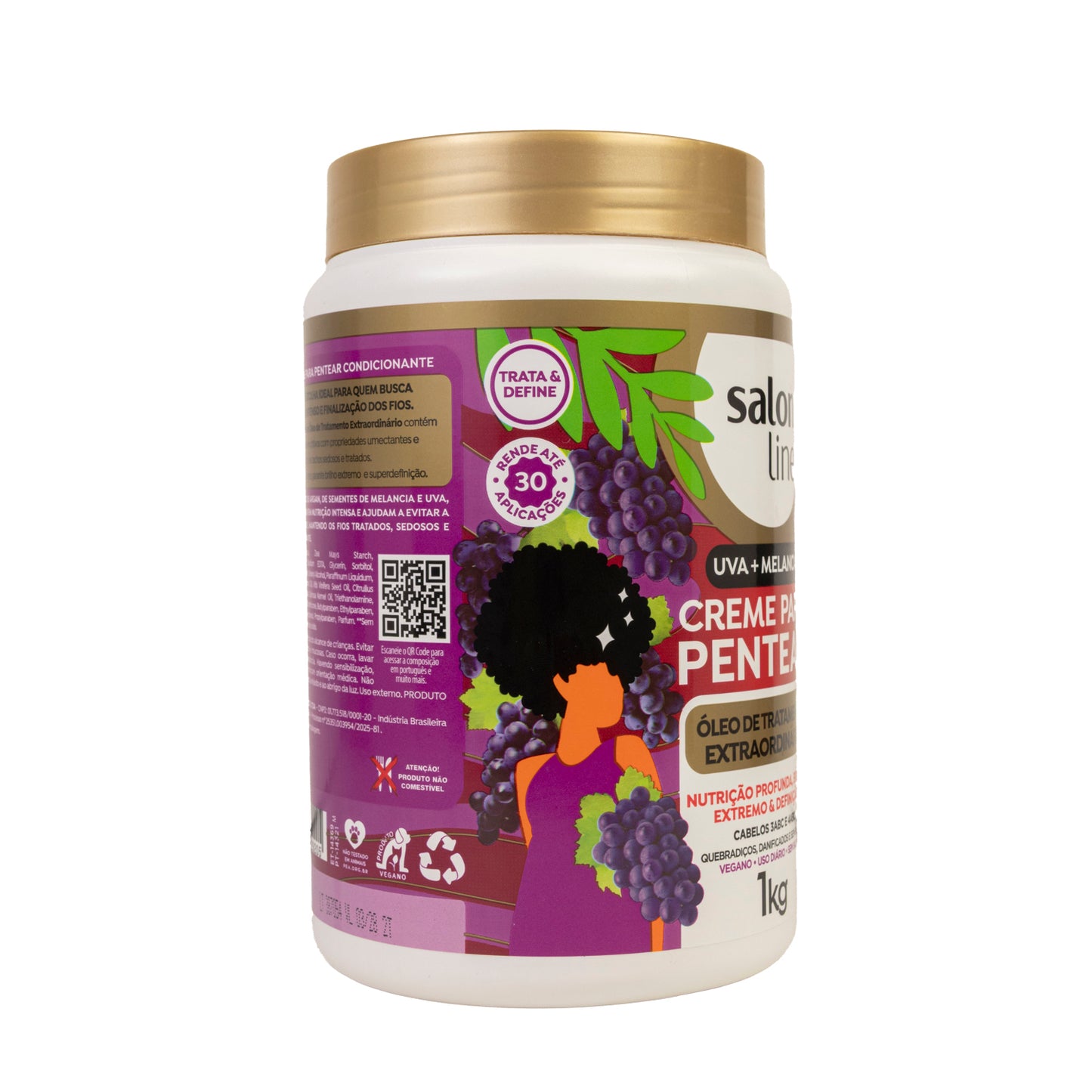 Leave-in Salon Line Uva + Melancia Creme Para Pentear 1 Litro