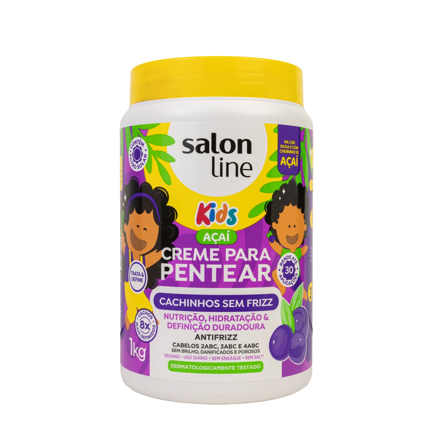 Creme de Pentear Salon Line Kids Açai Cachinhos Sem Frizz Creme 1 Litro