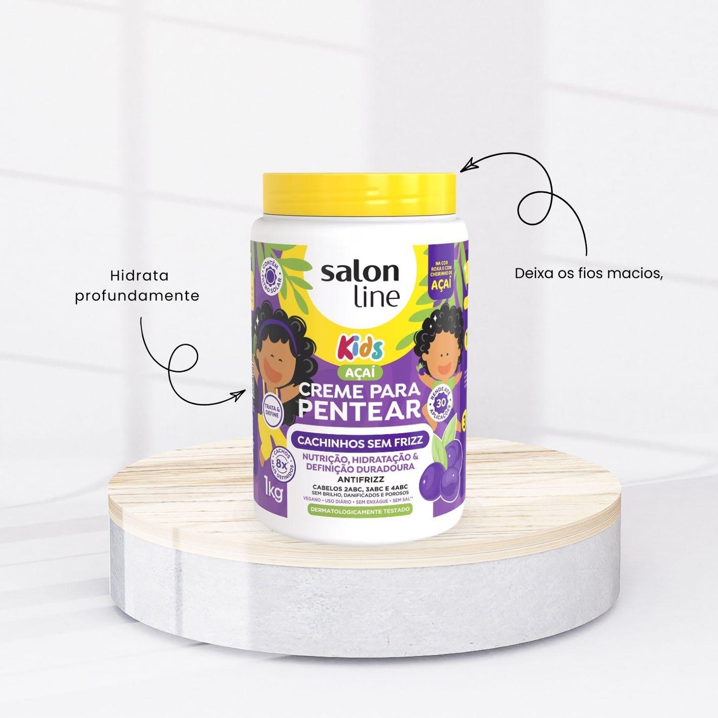 Creme de Pentear Salon Line Kids Açai Cachinhos Sem Frizz Creme 1 Litro