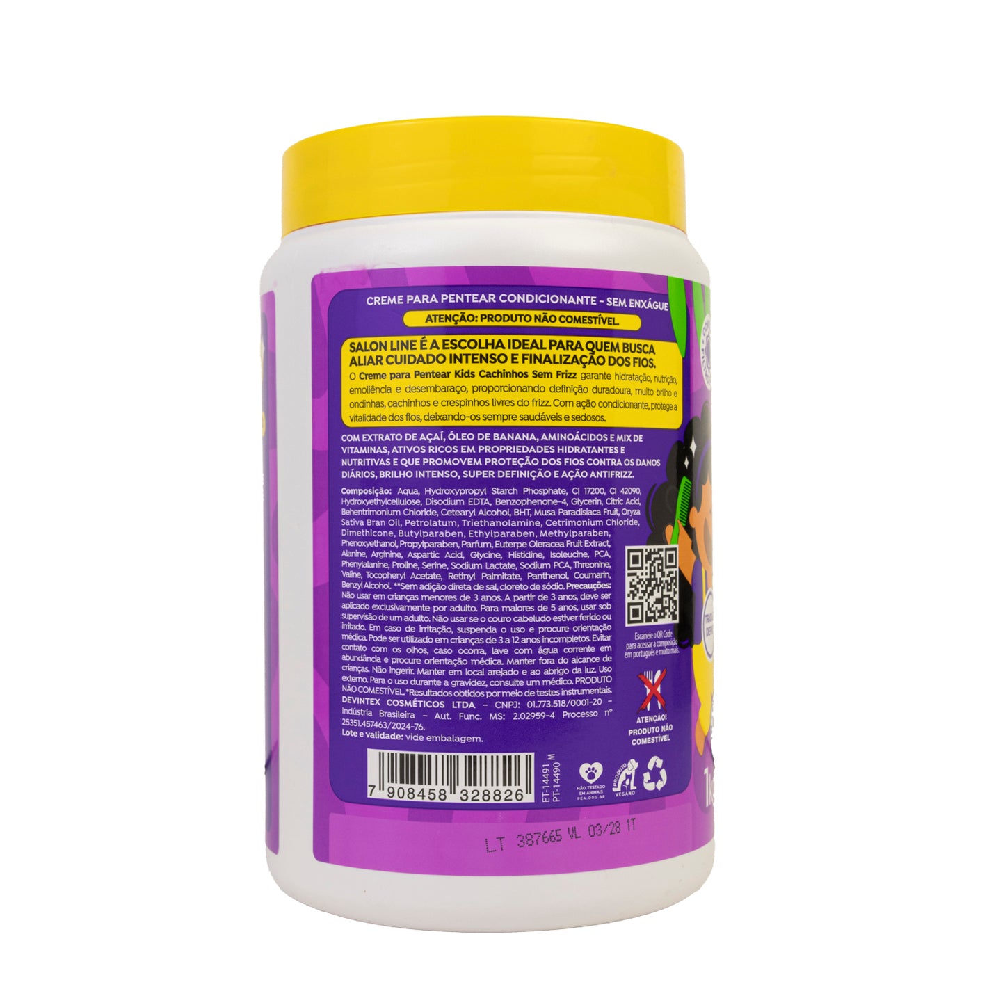 Creme de Pentear Salon Line Kids Açai Cachinhos Sem Frizz Creme 1 Litro