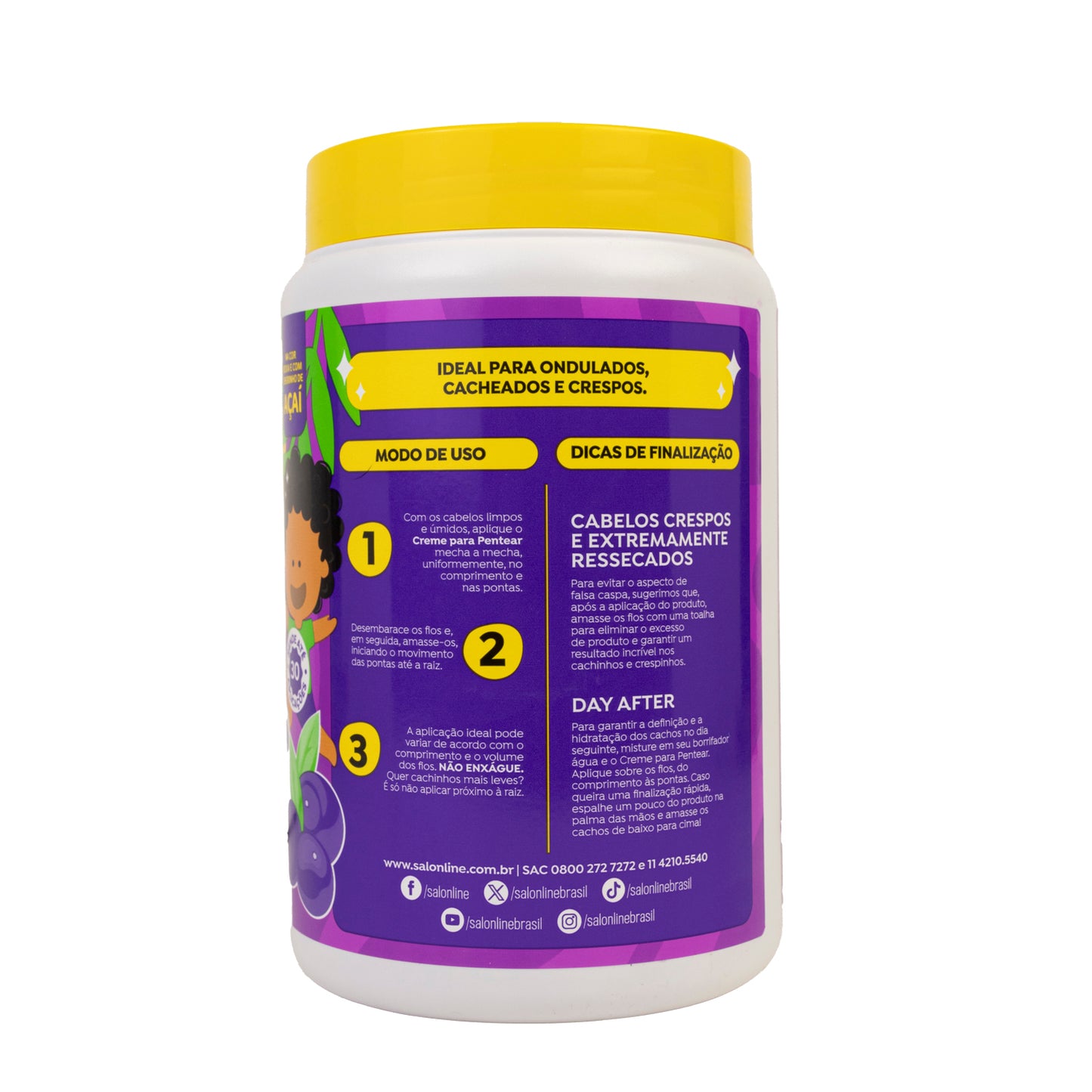 Creme de Pentear Salon Line Kids Açai Cachinhos Sem Frizz Creme 1 Litro