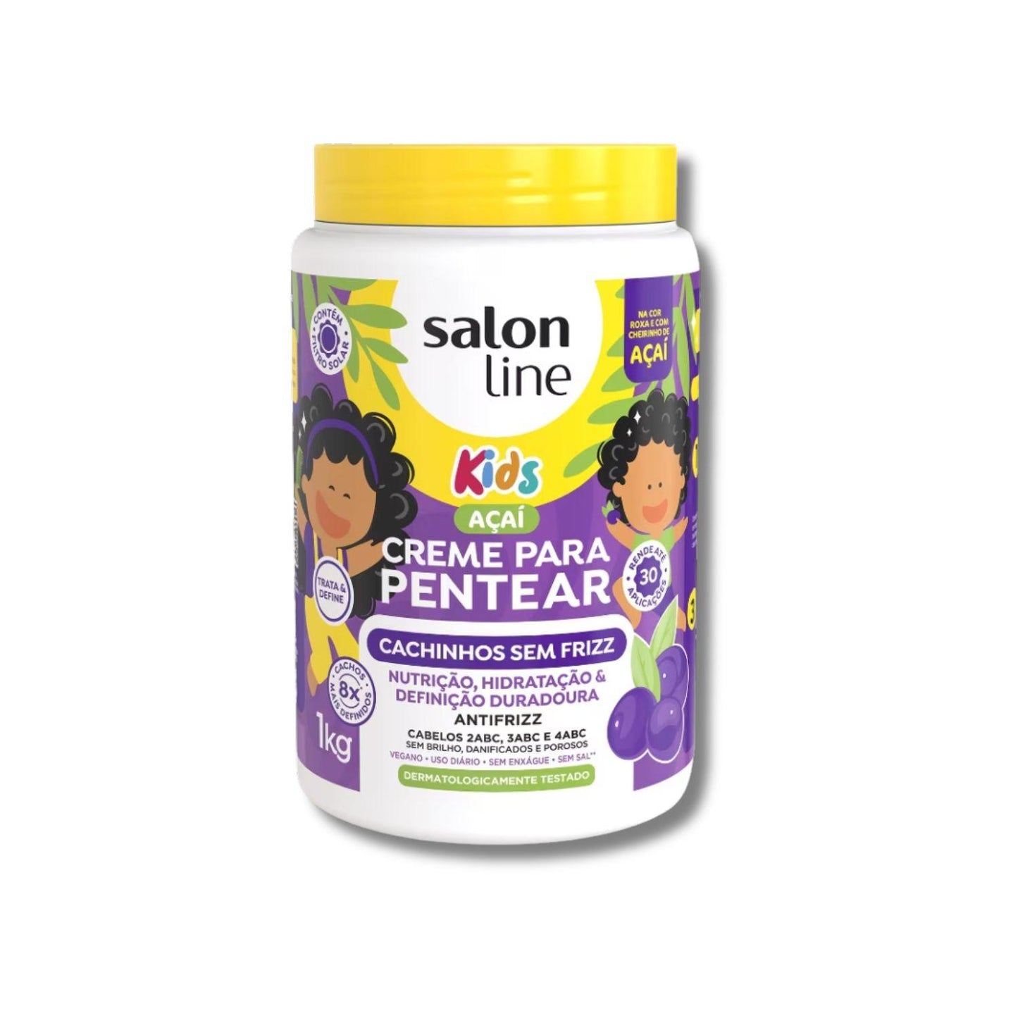 Creme de Pentear Salon Line Kids Açai Cachinhos Sem Frizz Creme 1 Litro