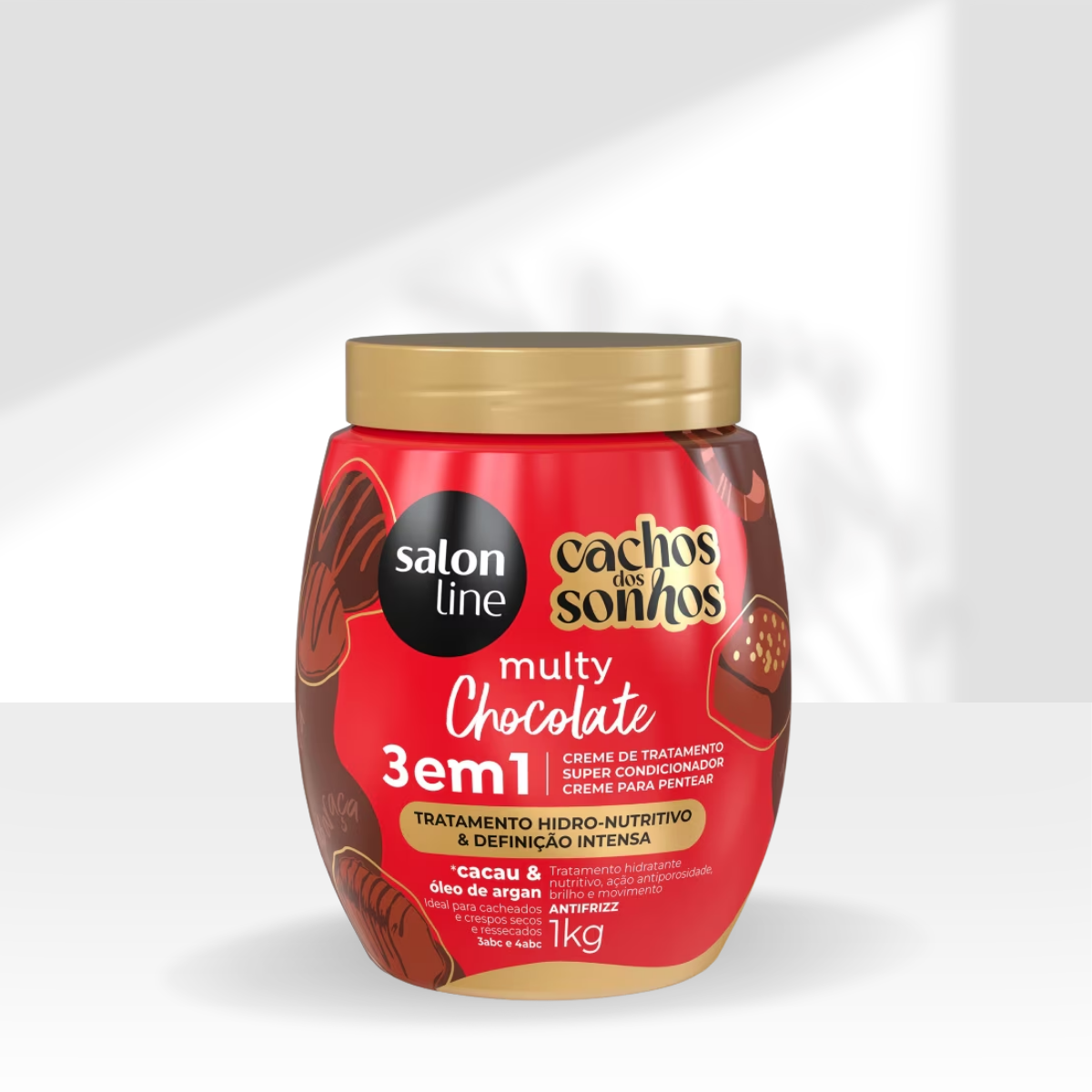 Creme de Pentear Salon Line Cachos dos Sonhos 3 em 1 Chocolate Creme para Cabelo Cacheado 1 Kg