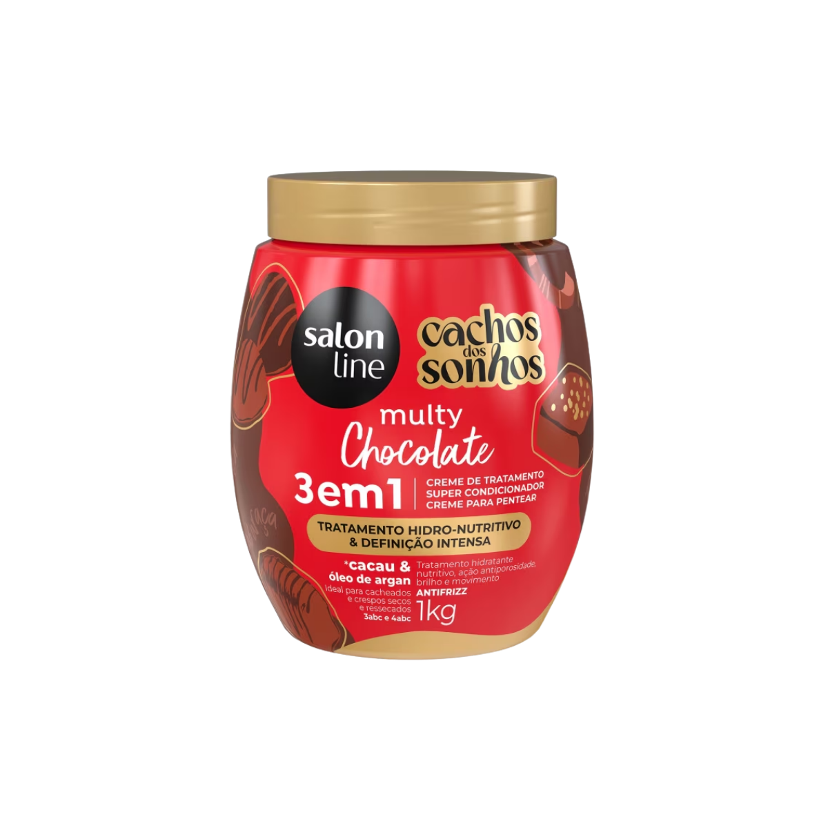 Creme de Pentear Salon Line Cachos dos Sonhos 3 em 1 Chocolate Creme para Cabelo Cacheado 1 Kg
