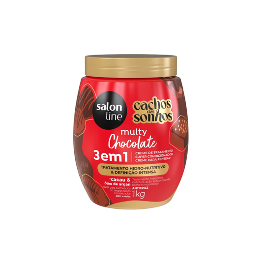 Creme de Pentear Salon Line Cachos dos Sonhos 3 em 1 Chocolate Creme para Cabelo Cacheado 1 Kg