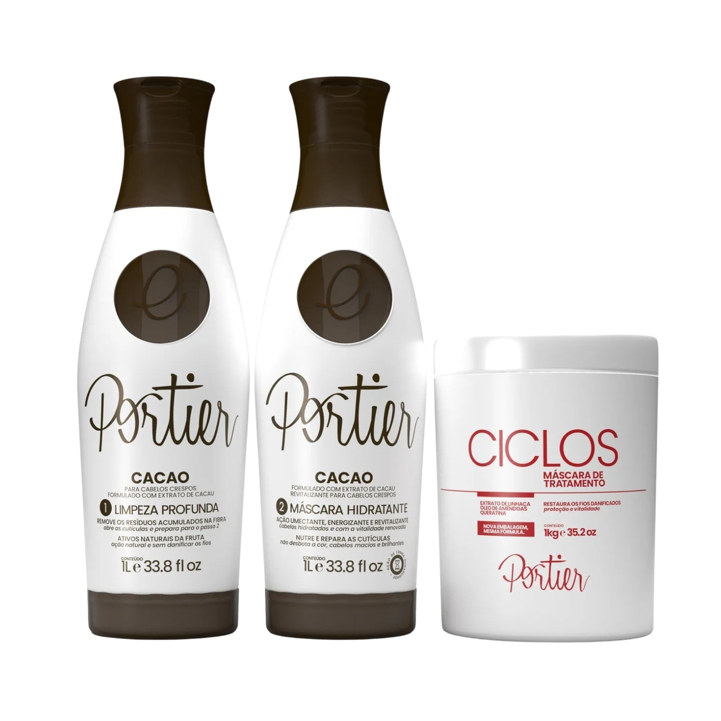 Kit Portier Cacao Escova Progressiva (2 x 1 Litro) + Ciclos B-Tox Máscara Reconstrutora 1 Kg