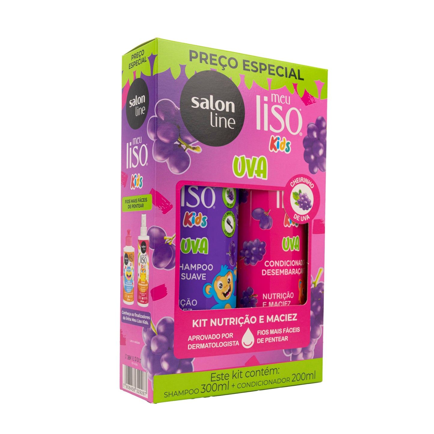 Kit Salon Line Meu Liso Uva kids Shampoo e Condicionador
