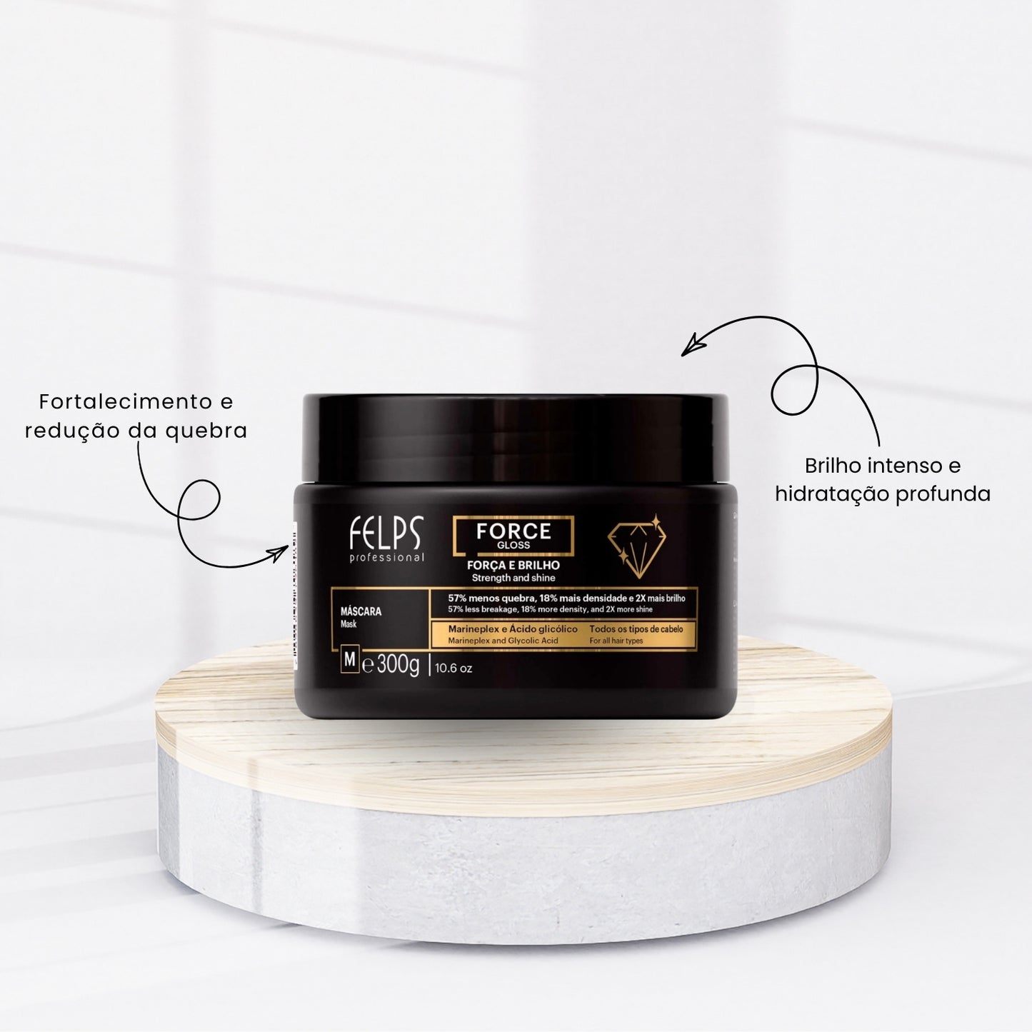 Máscara Felps Force Gloss Força e Brilho 300 g