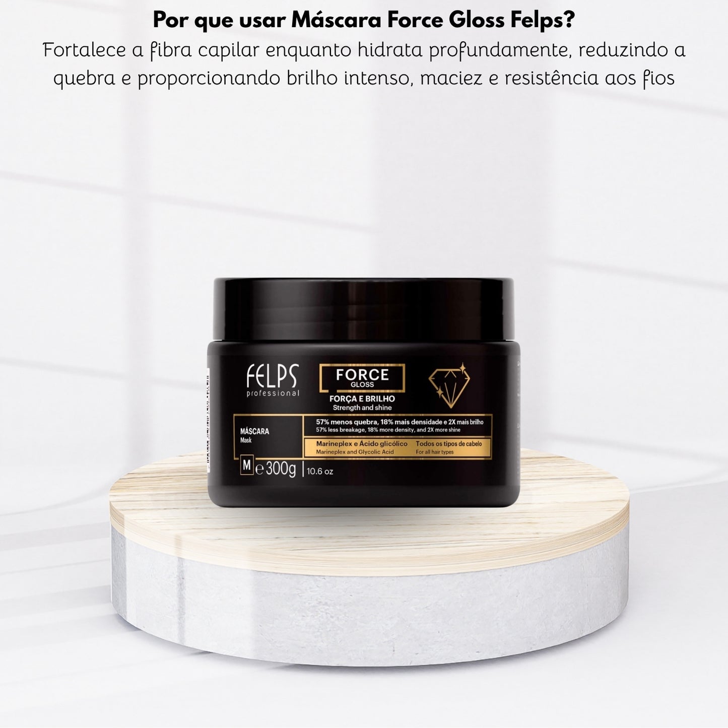 Máscara Felps Force Gloss Força e Brilho 300 g