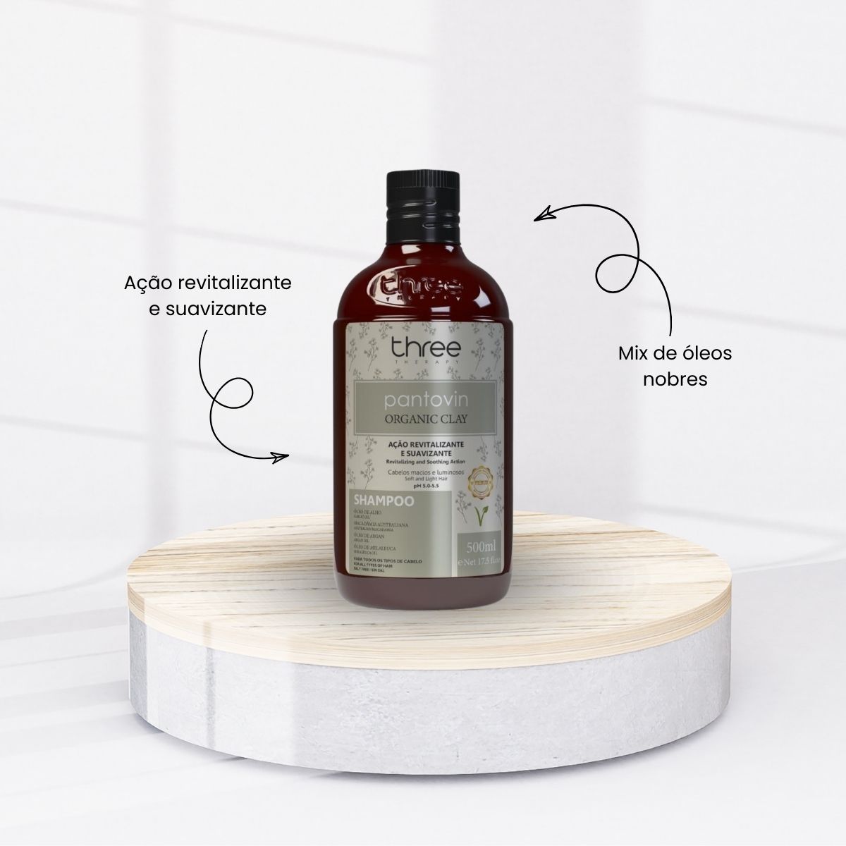 Shampoo Three Therapy Organic Clay Revitalizante 500 ml