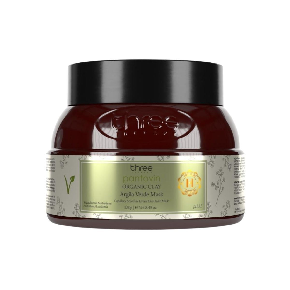 Máscara Three Therapy Organic Clay Argila Verde 250 g