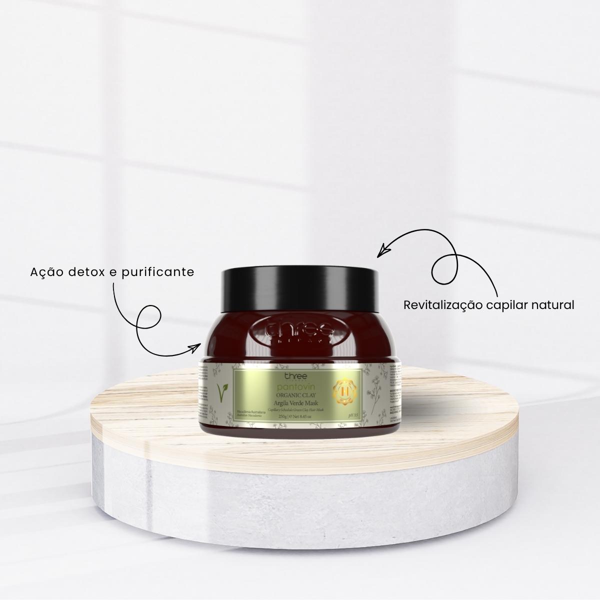 Máscara Three Therapy Organic Clay Argila Verde 250 g