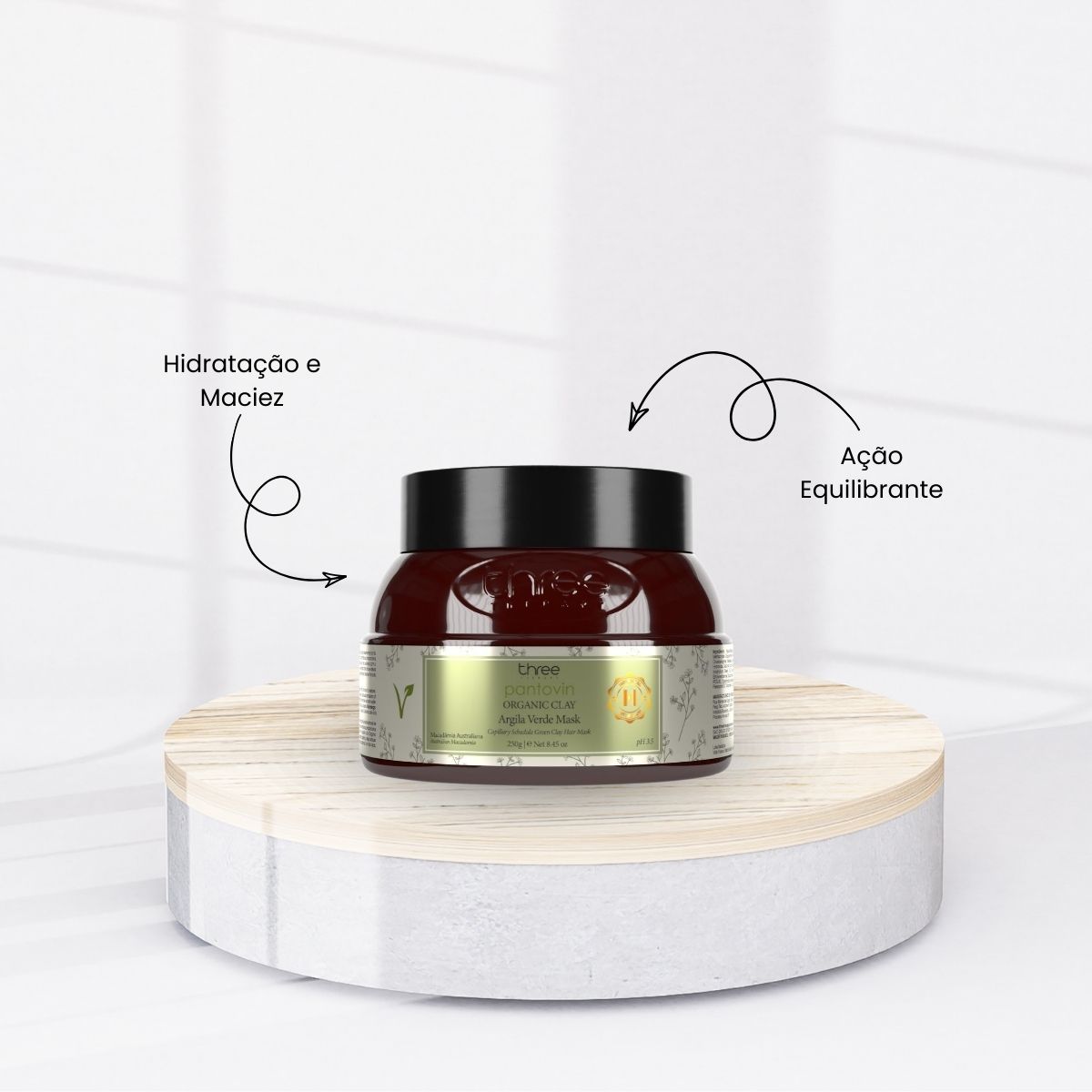 Máscara Three Therapy Organic Clay Argila Verde 250 g