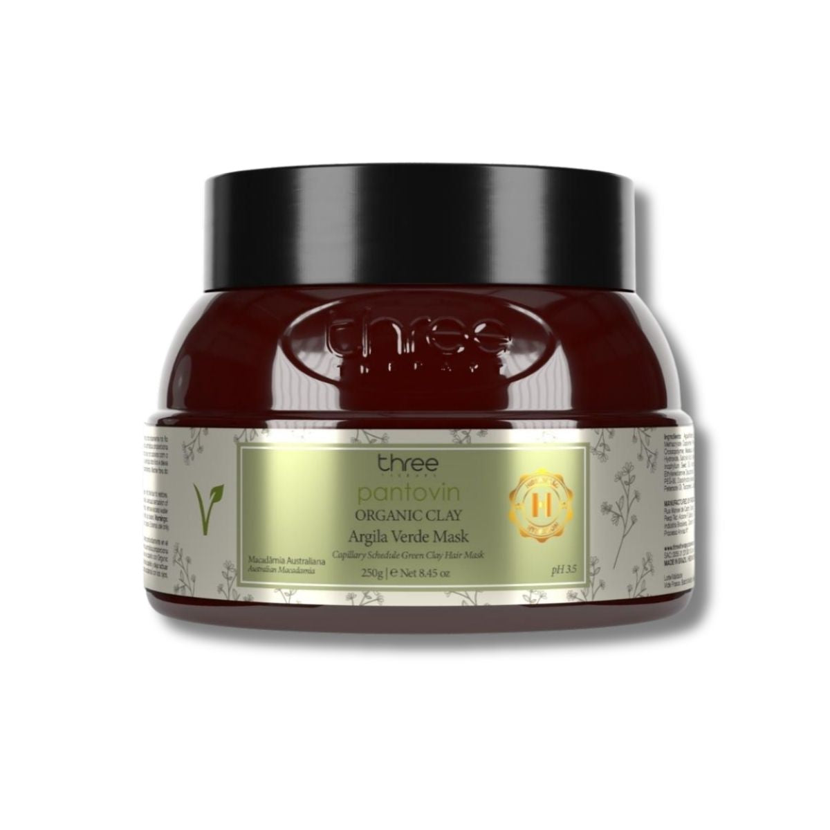 Máscara Three Therapy Organic Clay Argila Verde 250 g