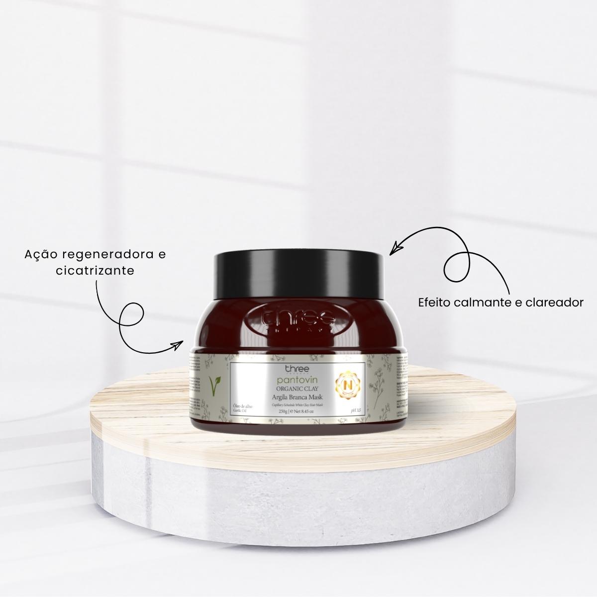 Máscara Three Therapy Organic Clay Argila Branca 250 g