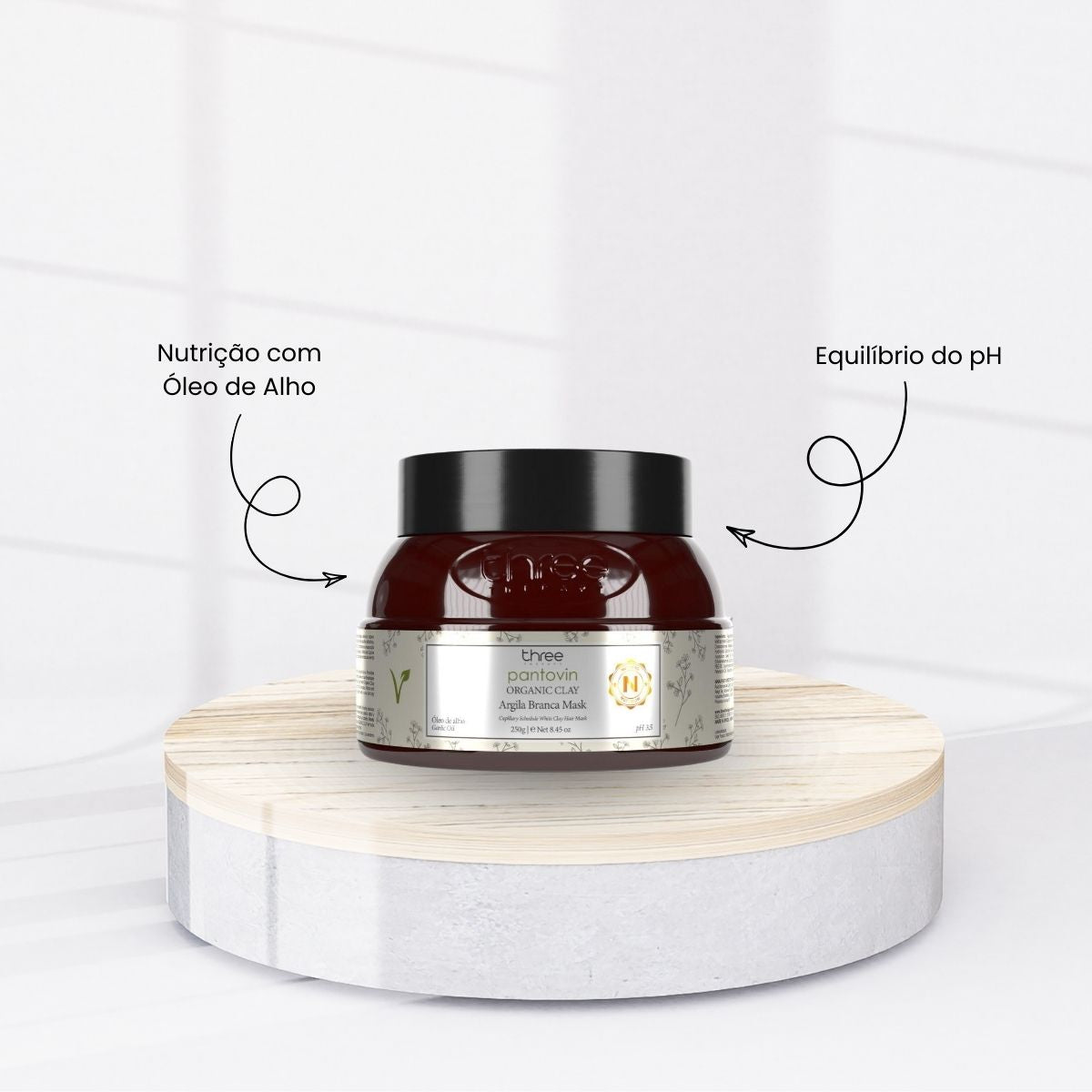 Máscara Three Therapy Organic Clay Argila Branca 250 g