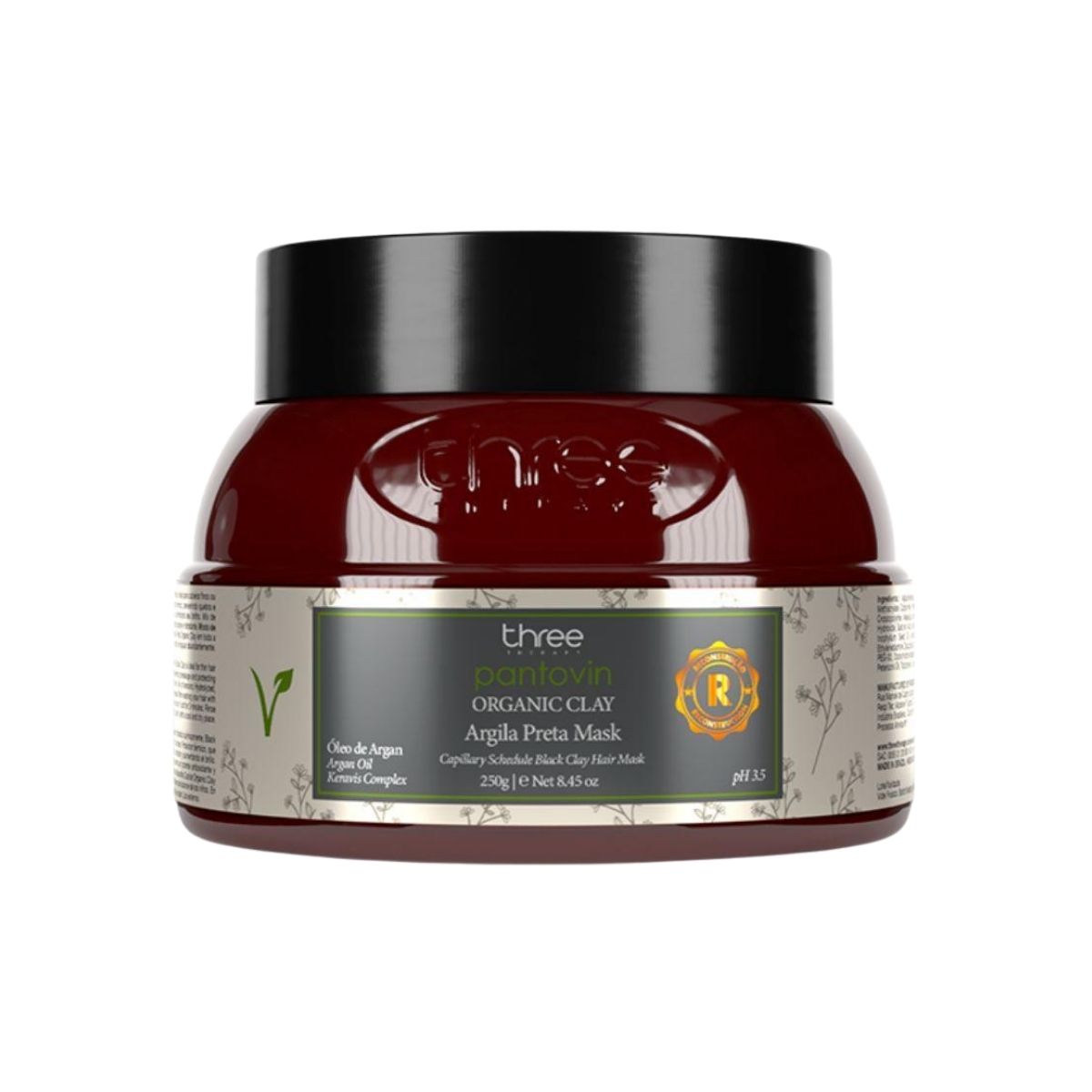 Máscara Three Therapy Organic Clay Argila Preta 250 g