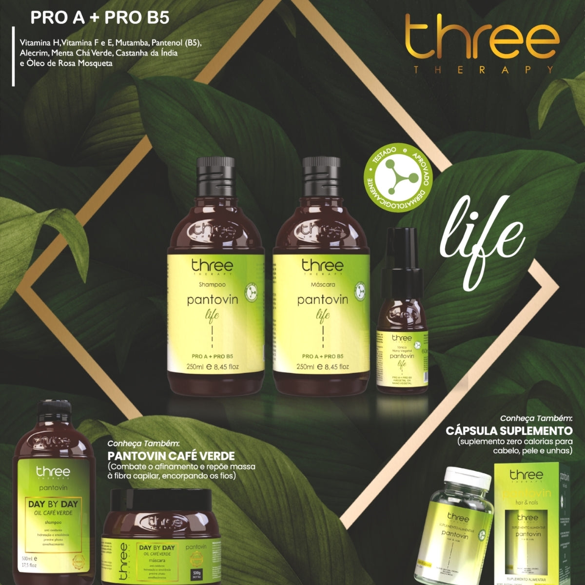 Máscara Three Therapy Pantovin Crescimento Capilar 500 ml