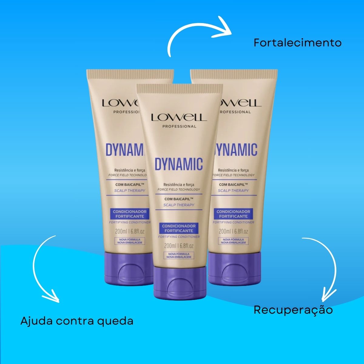 Kit Lowell Dynamic 3 Condicionadores Fortificante 200 ml