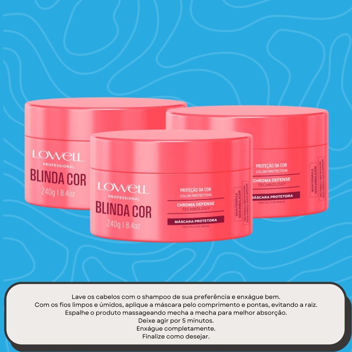 Kit Lowell Blinda Cor 3 Máscara Protetora 240 g