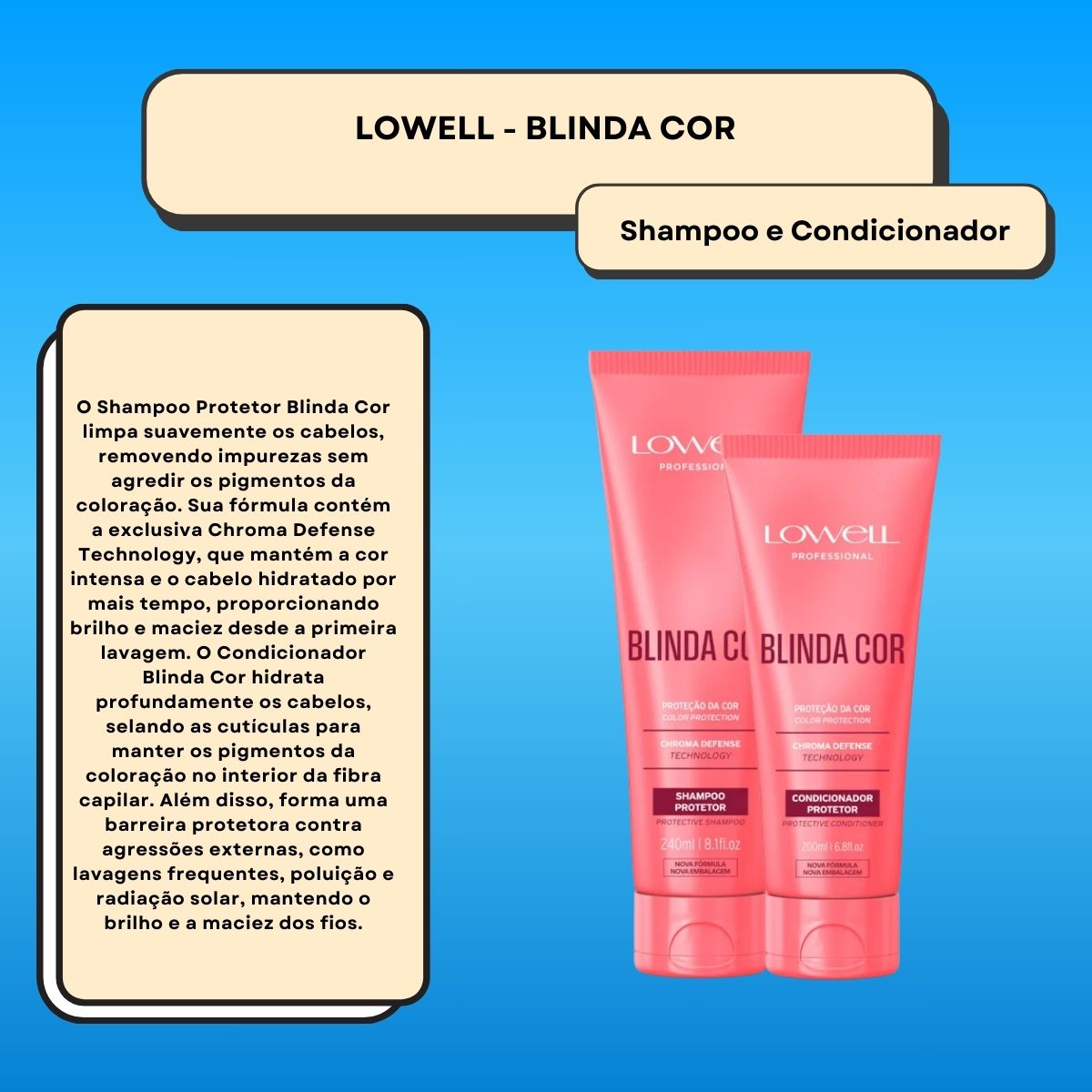 Kit Lowell Blinda Cor Shampoo e Condicionador Protetor