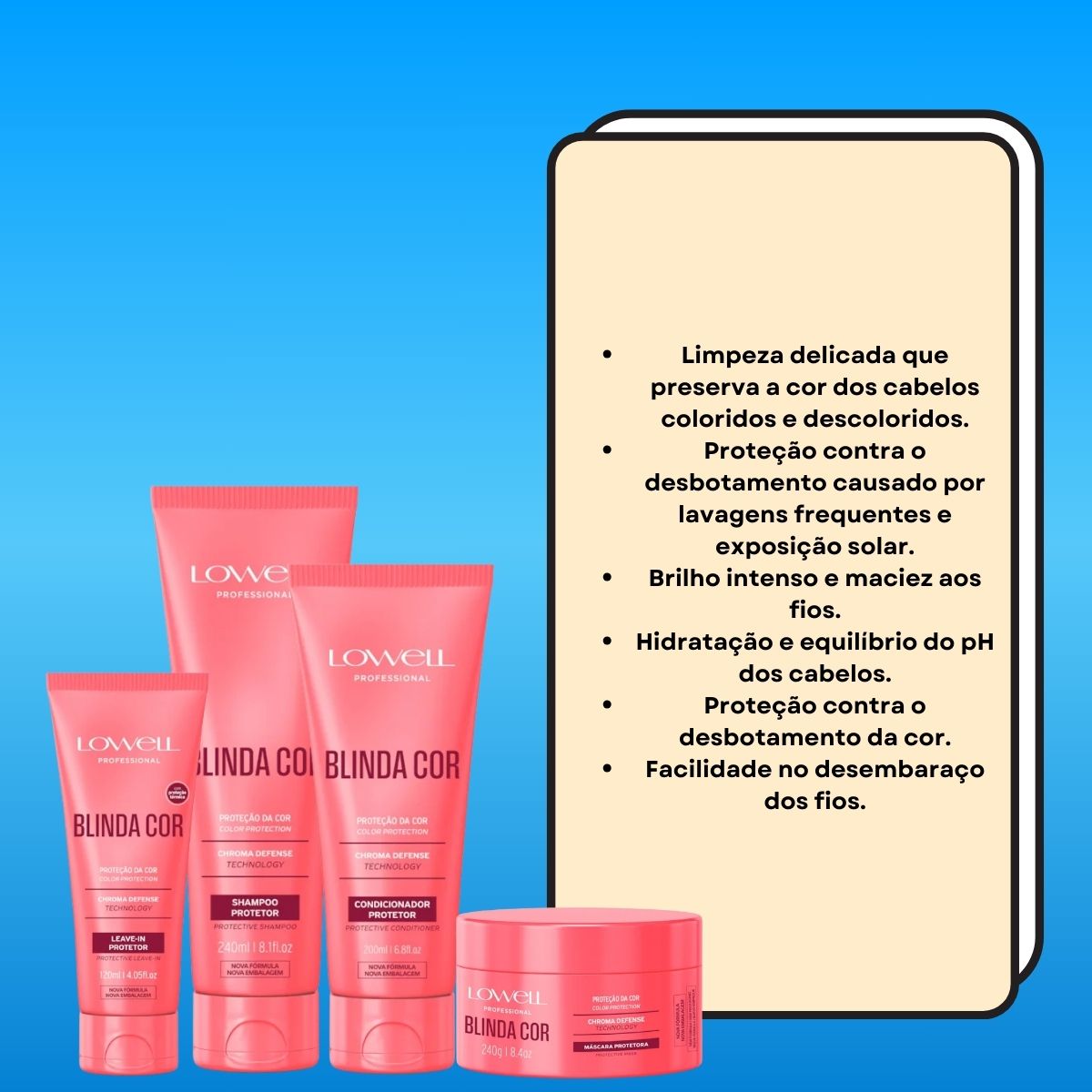 Kit Lowell Blinda Cor Protetor (4 Produtos)