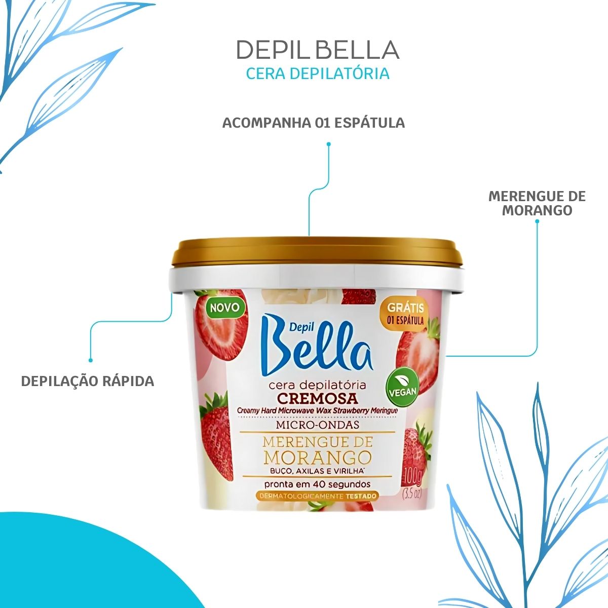 Cera Depilatória Depil Bella Micro-Ondas Morango 100 g