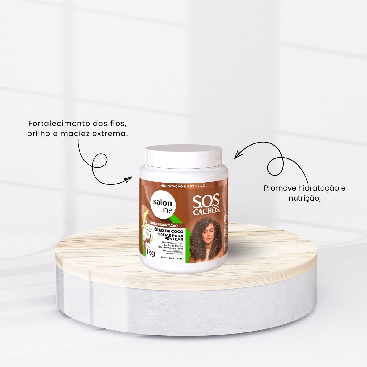 Creme de Pentear Salon Line S.O.S Cachos Oleo de Coco para Cabelo Cacheado 1 Kg