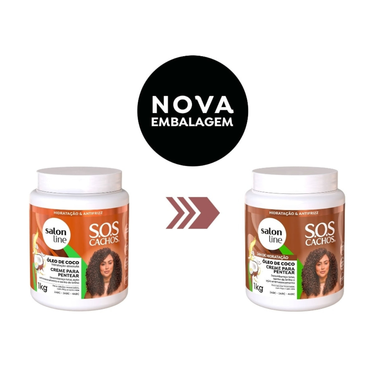 Creme de Pentear Salon Line S.O.S Cachos Oleo de Coco para Cabelo Cacheado 1 Kg