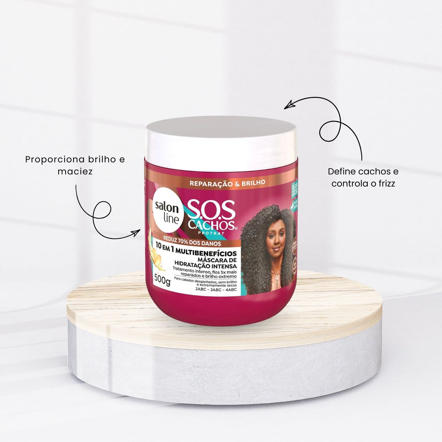 Máscara Salon Line S.O.S Cachos 10 em 1 Multibenefícios para Cabelo Cacheado 500 g