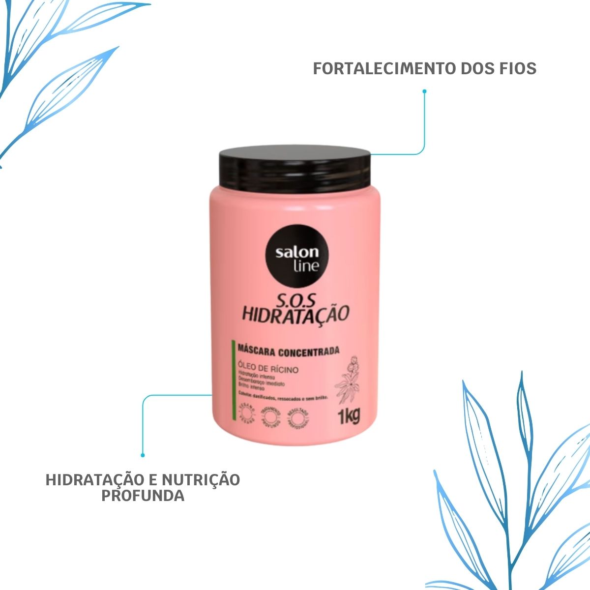 Salon Line S.O.S Hidratação Óleo de Rícino Máscara 1kg