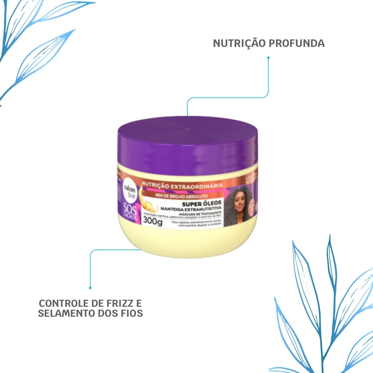 Kit Salon Line S.O.S Cachos Super Oleos 3 Máscara para Cabelo Cacheado 300 g