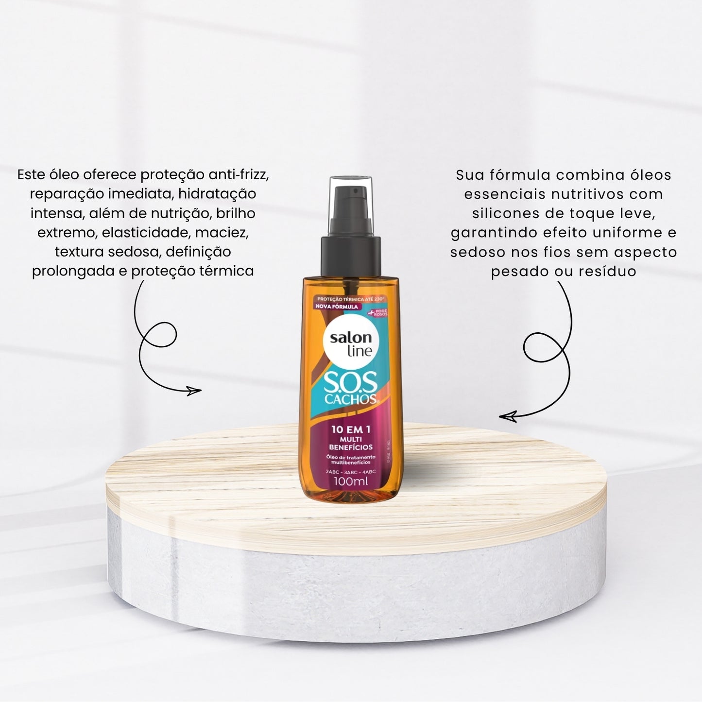 Oleo Salon Line S.O.S Cachos 10 em 1 Multibenefícios para Cabelo Cacheado 100 ml