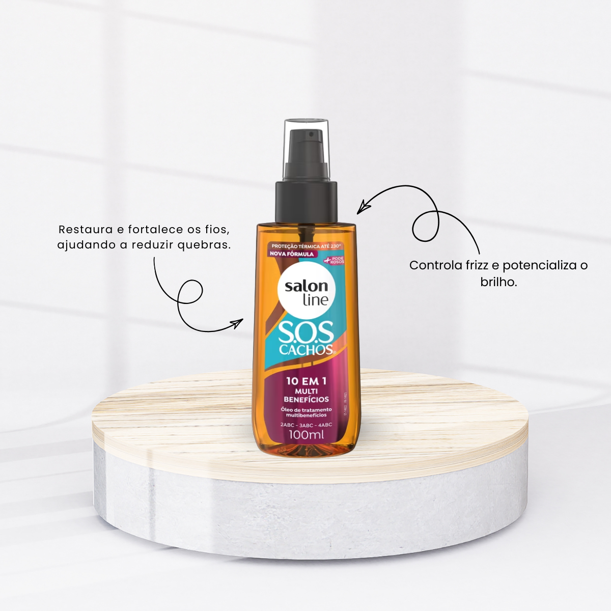 Oleo Salon Line S.O.S Cachos 10 em 1 Multibenefícios para Cabelo Cacheado 100 ml
