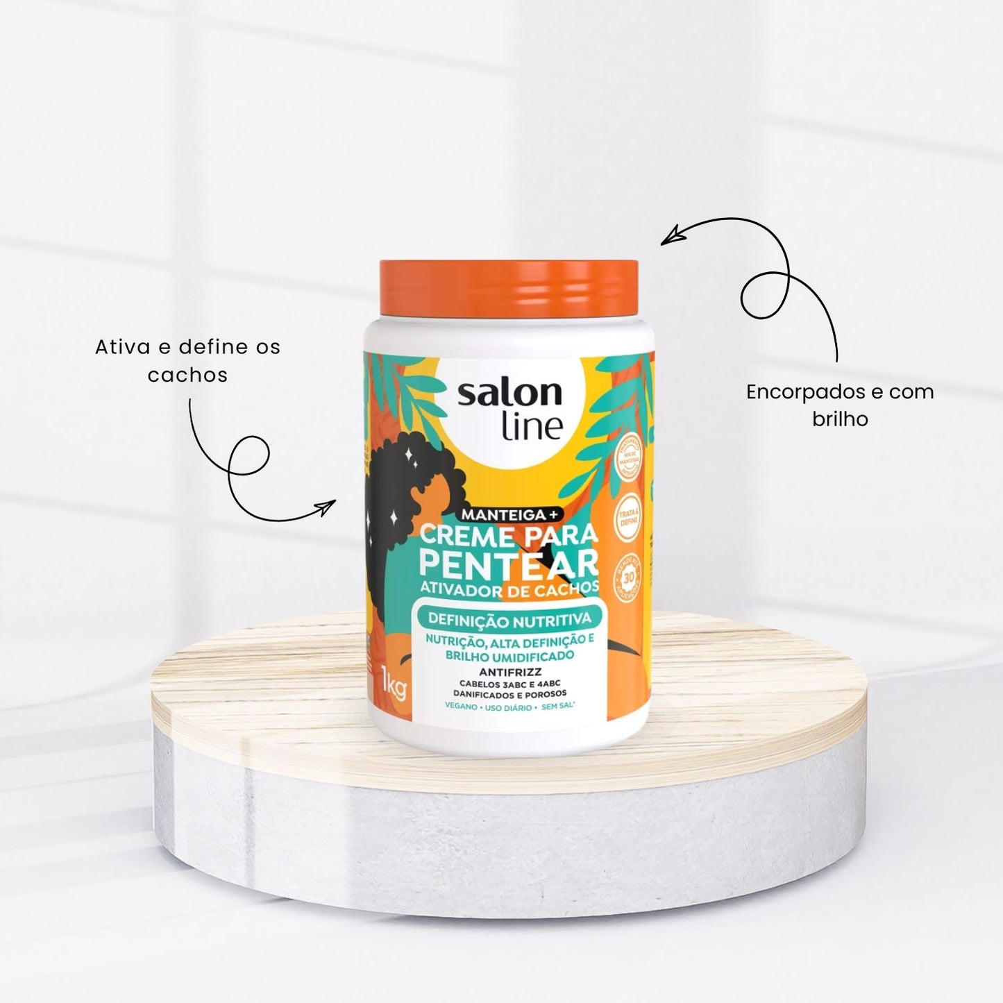 Creme de Pentear Salon Line Manteiga Ativador de Cachos Creme para Cabelo Cacheado 1 Kg