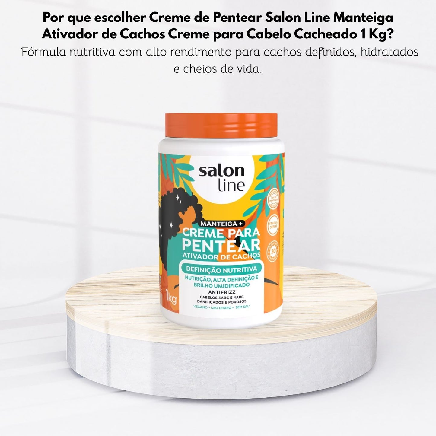 Creme de Pentear Salon Line Manteiga Ativador de Cachos Creme para Cabelo Cacheado 1 Kg