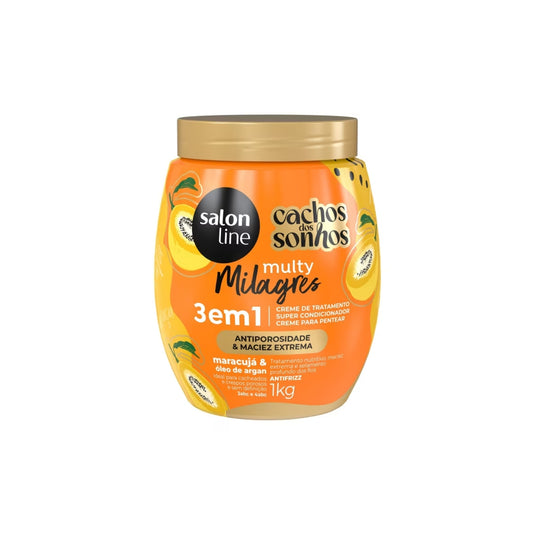 Creme de Pentear Salon Line Cachos dos Sonhos Maracujá Multy 3 em 1 Creme para Cabelo Cacheado 1 Kg