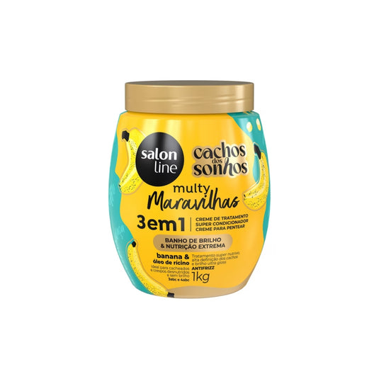 Creme de Pentear Salon Line Cachos dos Sonhos Banana Multy 3 em 1 Creme para Cabelo Cacheado 1 Kg