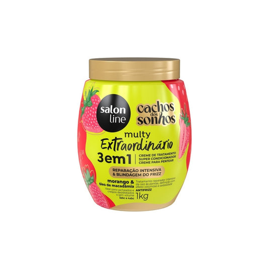 Creme de Pentear Salon Line Cachos dos Sonhos Morango Multy 3 em 1 Creme para Cabelo Cacheado 1 Kg
