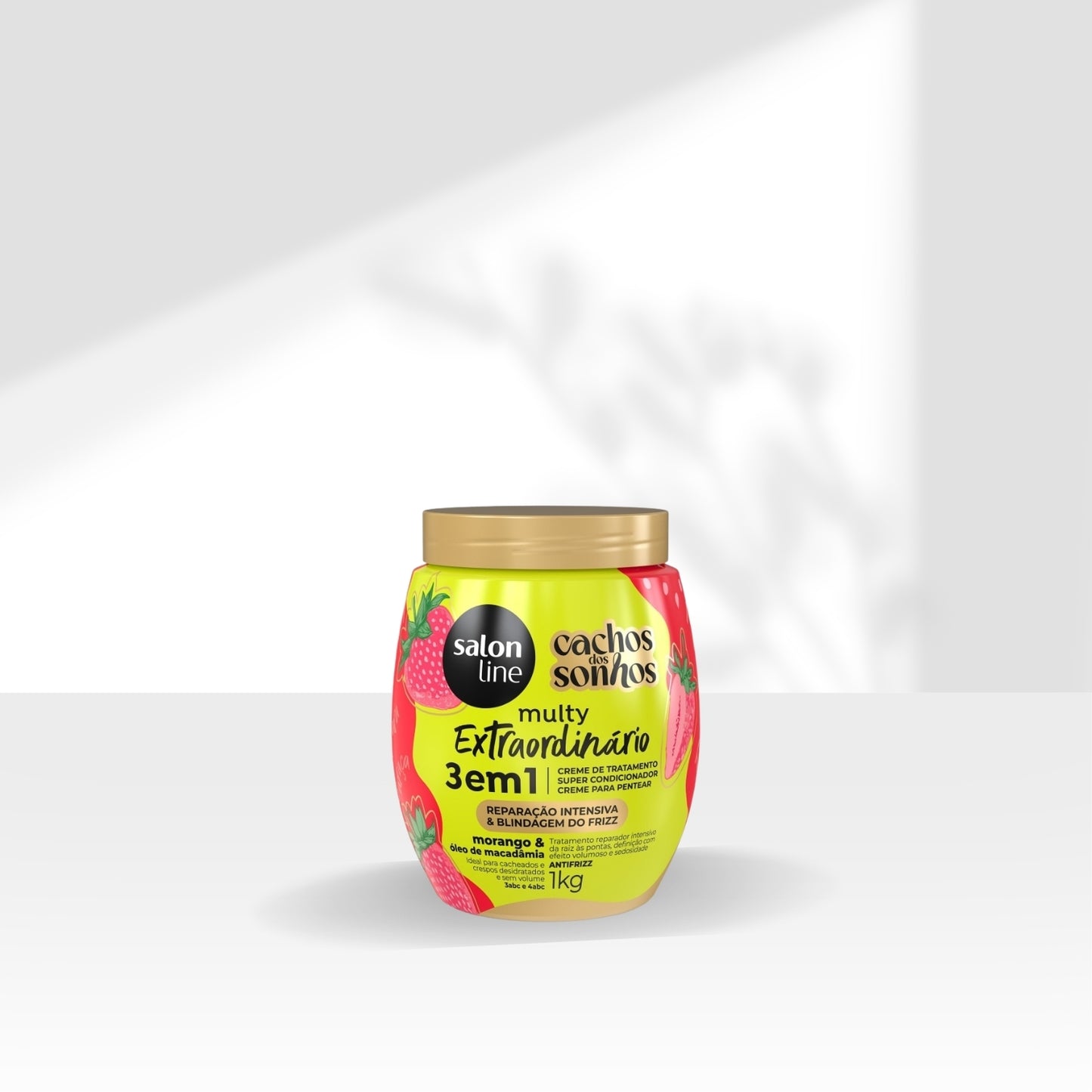 Creme de Pentear Salon Line Cachos dos Sonhos Morango Multy 3 em 1 Creme para Cabelo Cacheado 1 Kg