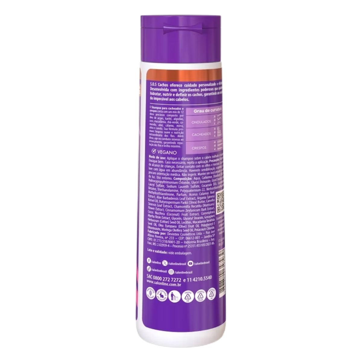 Shampoo Salon Line S.O.S Cachos Super Oleos para Cabelo Cacheado 300ml