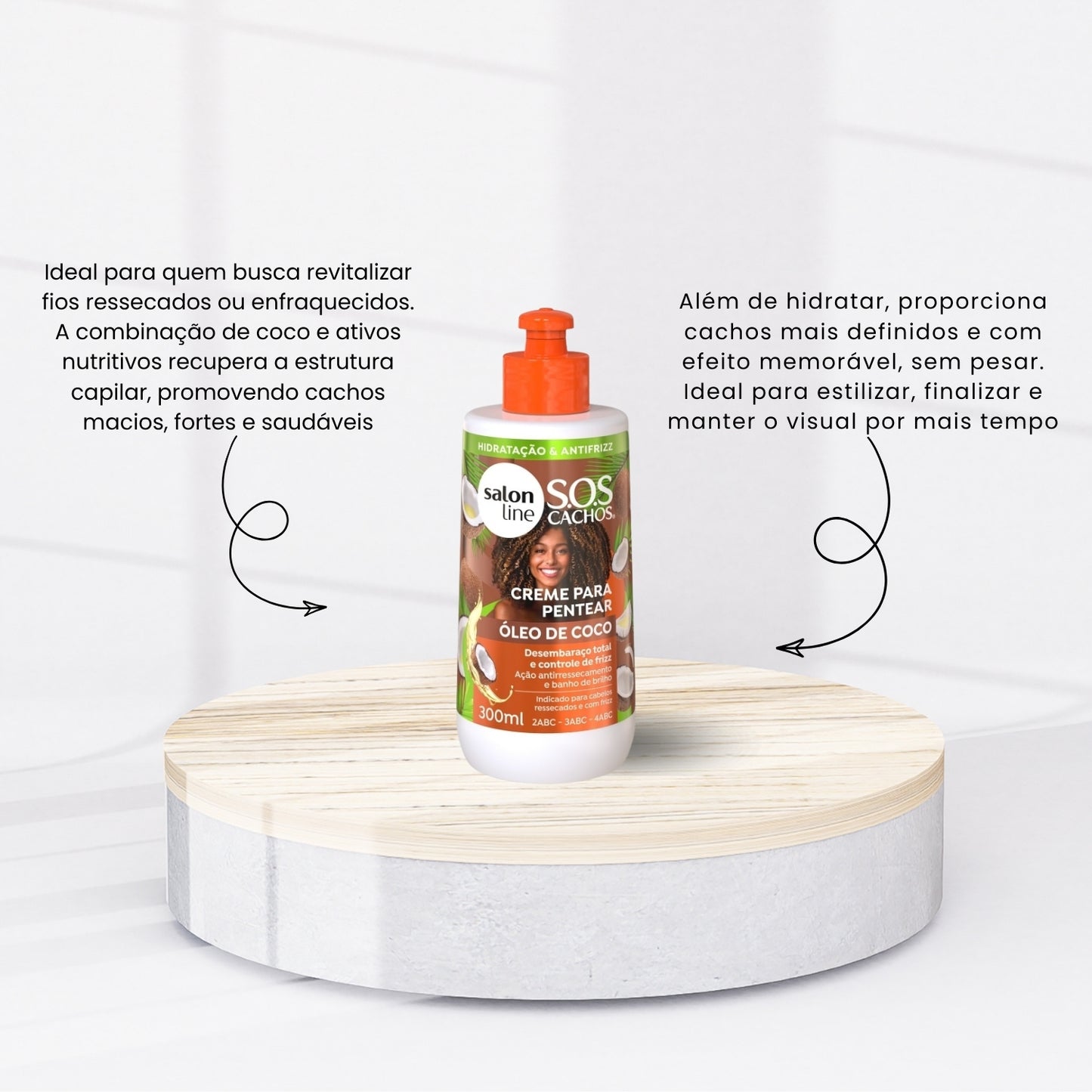 Creme de Pentear Salon Line S.O.S Cachos Oleo de Coco para Cabelo Cacheado 300 ml